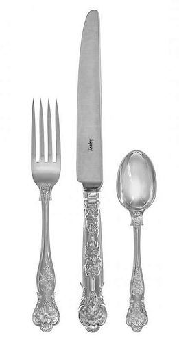 An Elizabeth II Silver Flatware Service, Asprey & Co., London, 1993, Bright Vine pattern, comprising: 12 dinner knives 12 steak