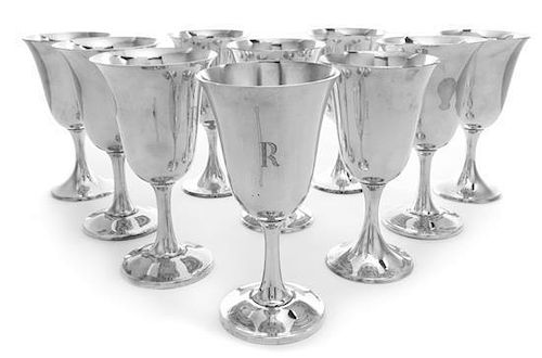 A Set of Twenty-Six American Silver Goblets, Wallace Sterling, Wallingford, MA and Gorham Mfg. Co., Providence, RI, comprising 1