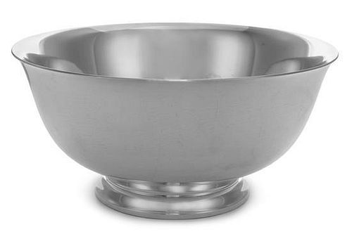 An American Silver Revere Bowl, S. Kirk & Son, Baltimore, MD, of typical form, having a flared rim and a stepped circular foot.