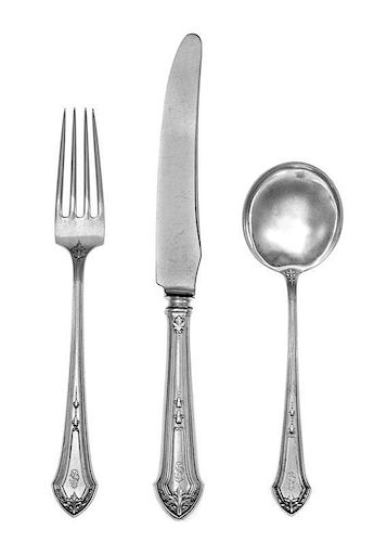 An American Silver Flatware Service, William B. Durgin Co., Concord, NH & Providence, RI, comprising: 12 dinner forks 12 dinner