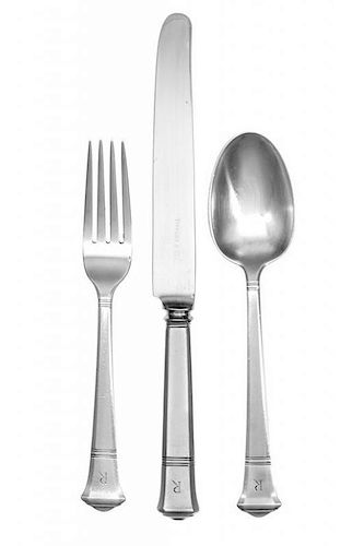 An American Silver Flatware Service, Tiffany & Co., New York, NY, 20th Century, Windham pattern, comprising: 12 dinner knives 12