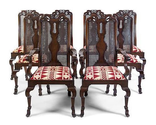 A Set of Eight Queen Anne Style Dining Chairs Height 43 inches.