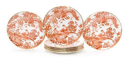 A Set of Eight Royal Crown Derby Porcelain Salad Plates Diameter 8 1/4 inches.