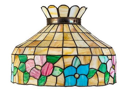An American Leaded Glass Hanging Shade Diameter 22 inches.