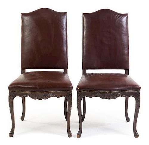 * A Pair of Louis XV Style Side Chairs Height 40 1/4 inches.