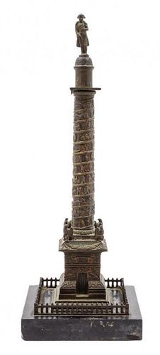 * A Grand Tour Bronze Model of the Vendome Column Height 12 3/8 inches.