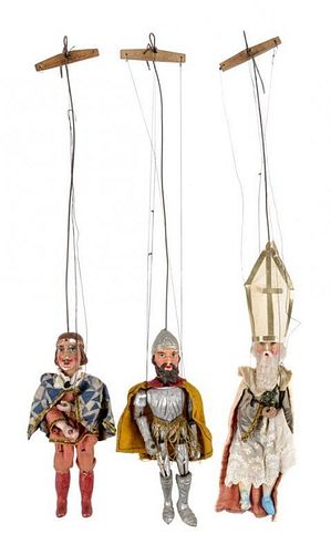 A Group of Five Marionette Puppets Length of longest 22 1/4 inches.