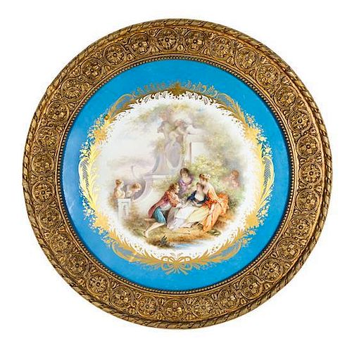 A Sevres Style Porcelain Plaque Diameter 22 inches.