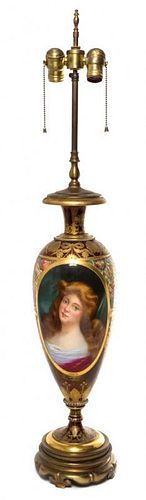 * A Royal Vienna Porcelain Urn Height of urn 24 1/2 inches.