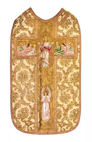A Metallic Thread Embroidered Vestment Length 77 1/4 x width 26 inches.