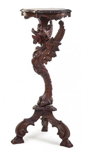 * A Venetian Carved Figural Pedestal Height 37 inches.
