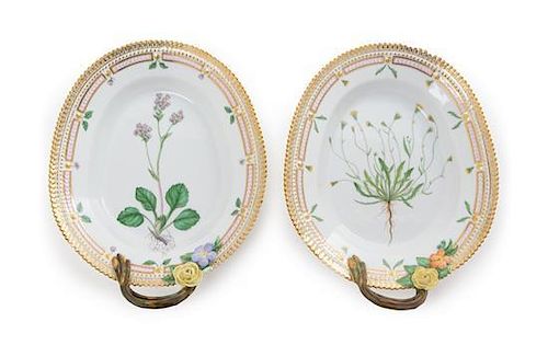 * Two Royal Copenhagen Flora Danica Porcelain Serving Dishes Width 9 3/4 inches.
