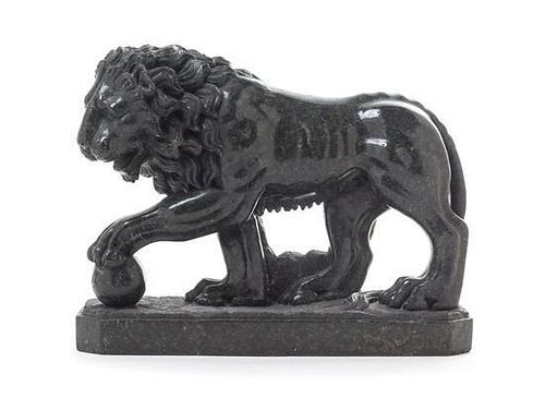 A Continental Marble Model of the Medici Lion Height 10 x width 12 3/4 x depth 4 1/8 inches.