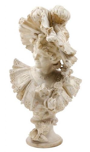 * An Italian Alabaster Bust Height 27 inches.
