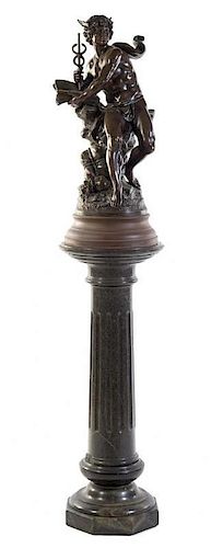 * A French Patinated Metal Figural Group Height of bronze 28 inches.