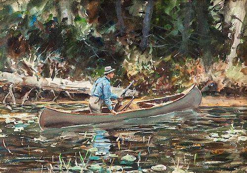 John Whorf (1903-1959) Hunting by Canoe and Hiking in the Mountains
