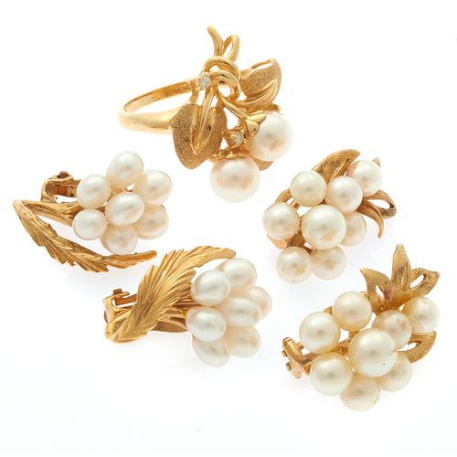 Collection of Cultured Pearl, 14k Yellow Gold Jewelry