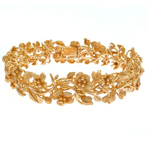 !4k Yellow Gold Floral Bracelet