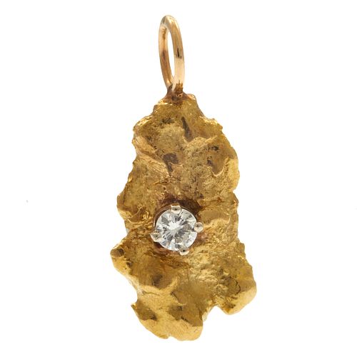 Diamond, 18k Yellow Gold Nugget Pendant
