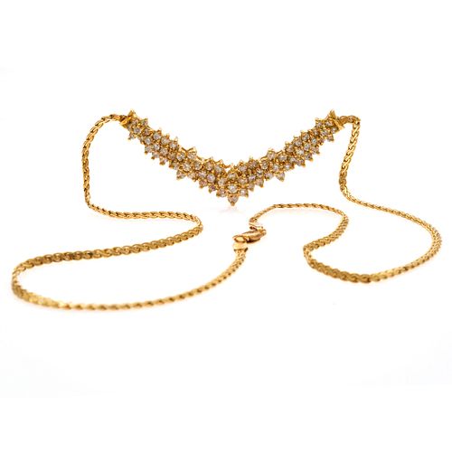 Diamond, 10k Yellow Gold Necklace
