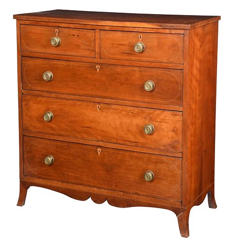 Southern Cherry Inlaid Five Drawer Chest