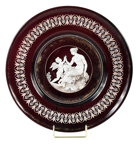 Neoclassical Amethyst Glass and Parcel Gilt Charger