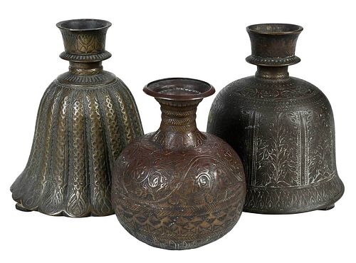 Group of Three Indo Persian Bronze Vessels