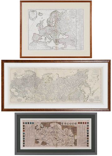 Three Large Framed Maps of Russia and Europe