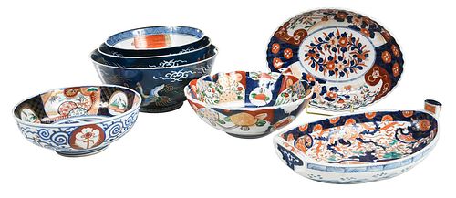 Seven Assorted Imari Dishes and Bowls
