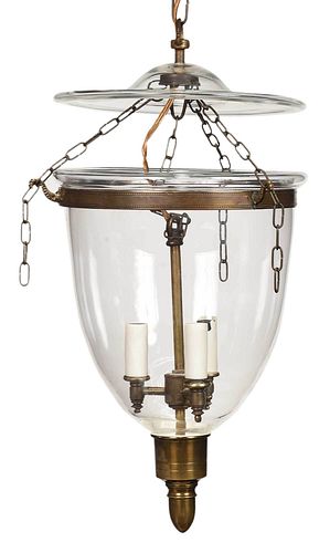 Georgian Glass and Brass Smoke Bell Chandelier