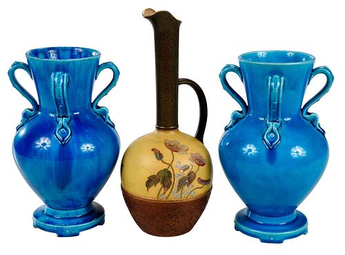 Three Aesthetic Movement Pottery Vases