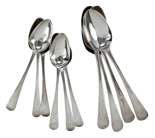Ten English Silver Spoons