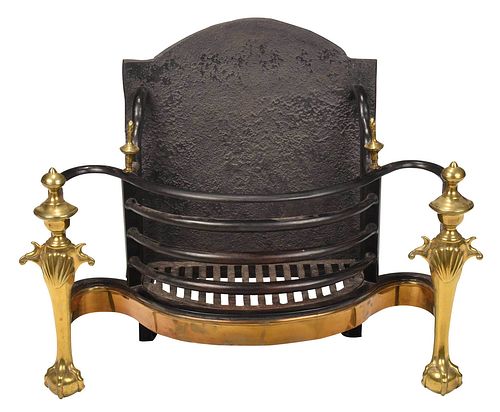 George II Style Iron and Brass Coal Grate