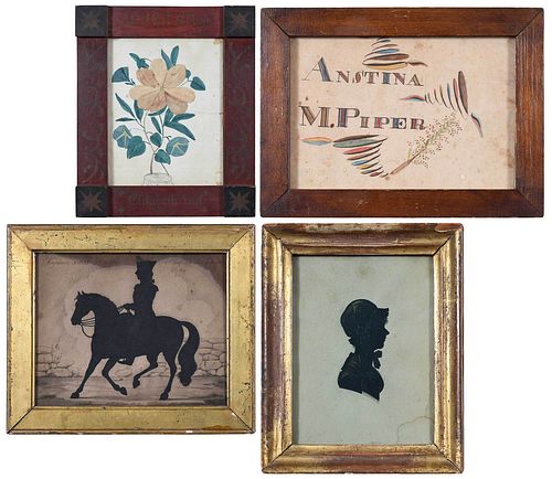 Group of Four Early American Framed Works