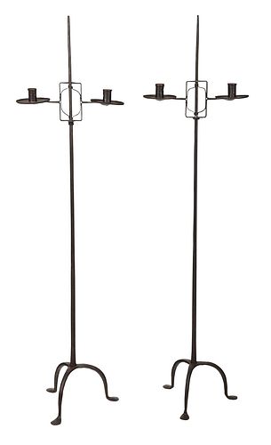 Pair of Wrought Iron Floor Candle Holders