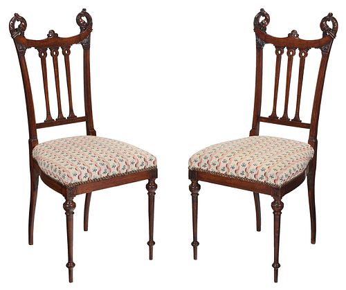 Pair American Aesthetic Movement Mahogany Side Chairs