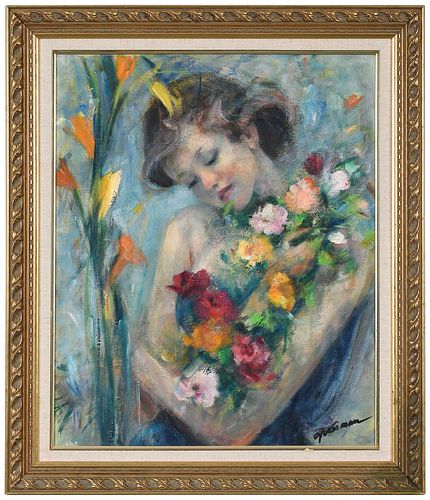 Young Woman with Flowers 