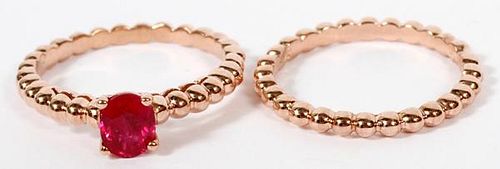 14KT ROSE GOLD AND RUBY RINGS 2 PIECES