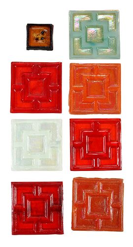 Eight Tiffany Studios Glass Tiles