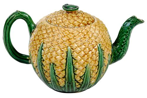 Staffordshire Lead Glazed Earthenware Pineapple Teapot