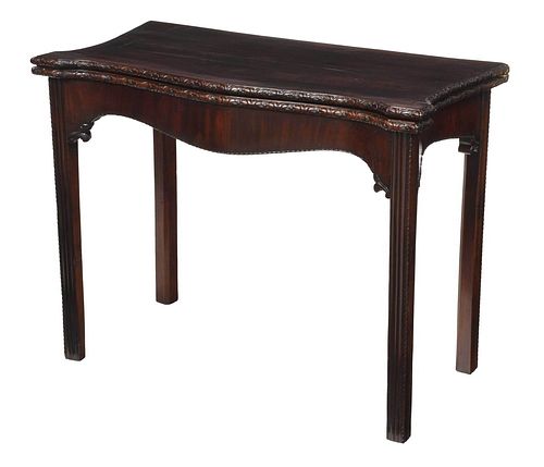 Chippendale Carved Mahogany Fold Over Games Table