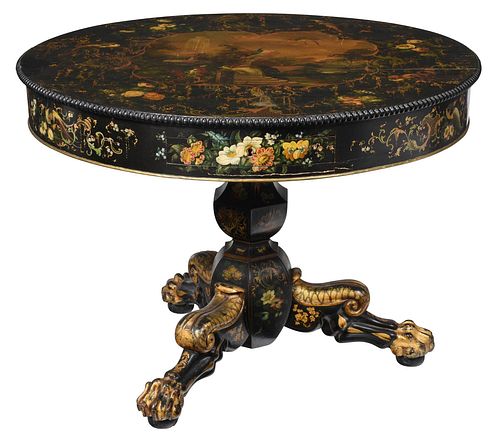 Classical Chinoiserie Decorated Circular Center Table