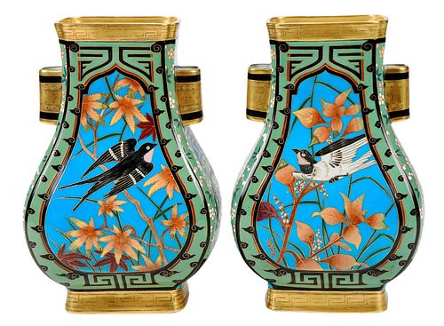 Fine Pair Minton Aesthetic Vases, Christopher Dresser