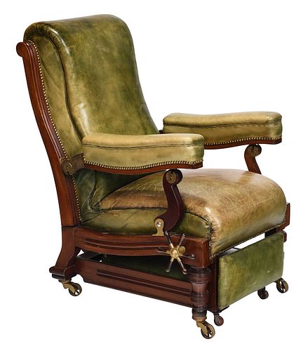 Unusual Victorian Mahogany Reclining Armchair