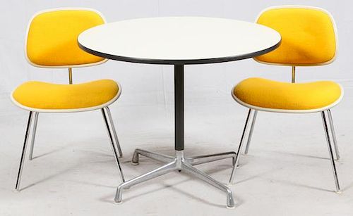 HERMAN MILLER CHROME TABLE & PAIR OF CHAIRS