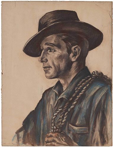 Malvina Cornell Hoffman Drawing of a Handsome Man