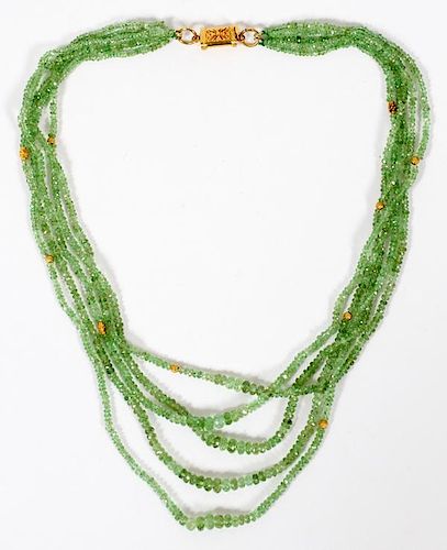 125CT NATURAL EMERALD AND 18KT GOLD NECKLACE