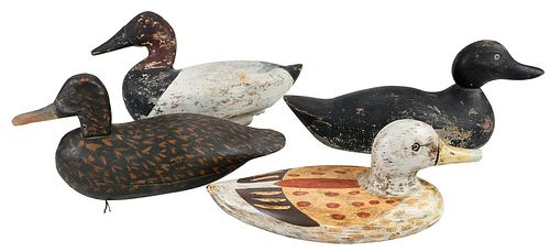 Group of Four American Carved and Painted Duck Decoys