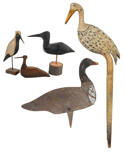 Group of Five American Carved and Painted Decoys
