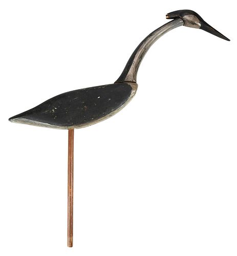 American Carved and Painted Three Piece Heron Decoy